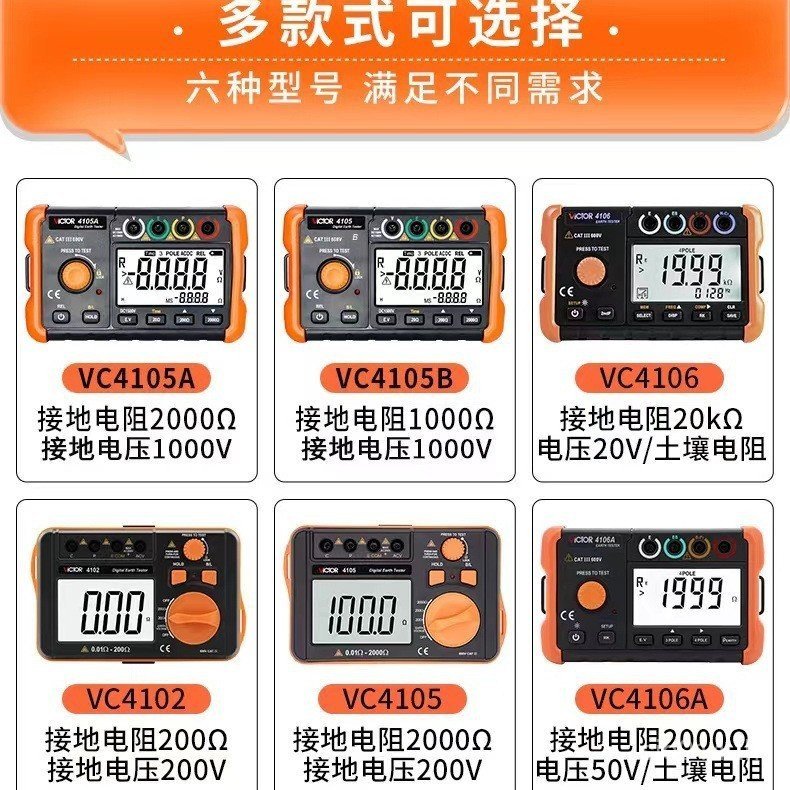 Digital Lightning Protection Ground Shaker VC4105B Victory VC4105A Grounding Resistance Tester เครื่