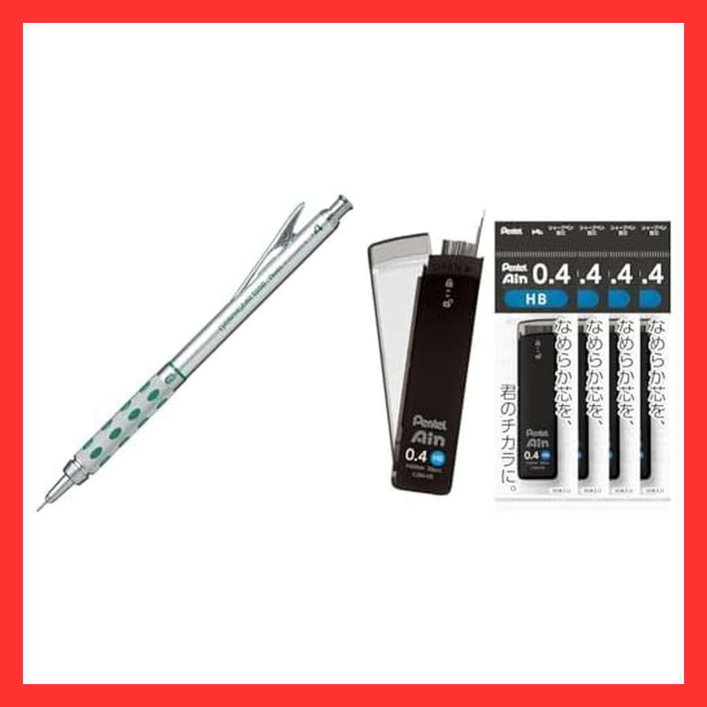 [Set purchase] Pentel Mechanical Pencil Graph Gear 1000 PG1014 0.4mm & Sharp Lead Pentel Ein 0.4mm H