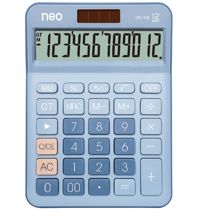 NEO เครื่องคิดเลข 12 หลัก รุ่น DC-118 สีฟ้า