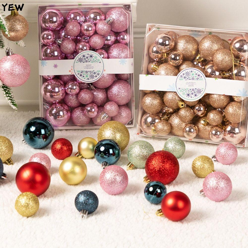 YEW 42PCS Christmas Ball ชุด, 7 สี Suspensable Christmas Tree ลูก,คุณภาพสูง 3 ซม.4 ซม.5 ซม.พลาสติก X