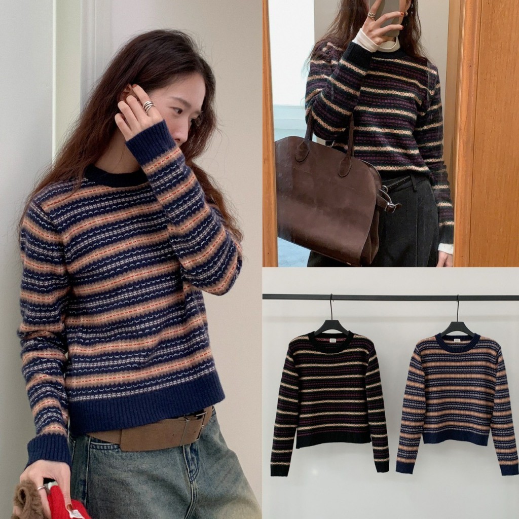 ❤ 🧵 🇰🇷 I3260 เสื้อแขนยาวคอกลม ผ้าไหมพรม ทอเนื้อแน่น  แฟชั่นเกาหลี TAG In by In 🧵🧡