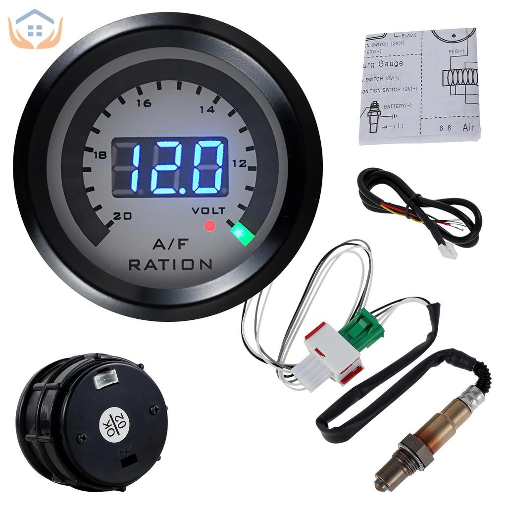 Air การใช้ Ratio Gauge 52 มม./2 นิ้ว 12V ที่แม่นยํา AFR Gauge Kit O2 เซนเซอร์ออกซิเจน Digital Car Volmeter SHOPTKC1270