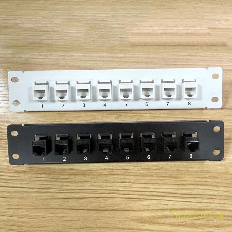 FUN 8-Port CAT5e แผงแพทช์โล่ RJ45 10G Ready Metal Housing Color-Coded Labeling สําหรับ T568A และ T56