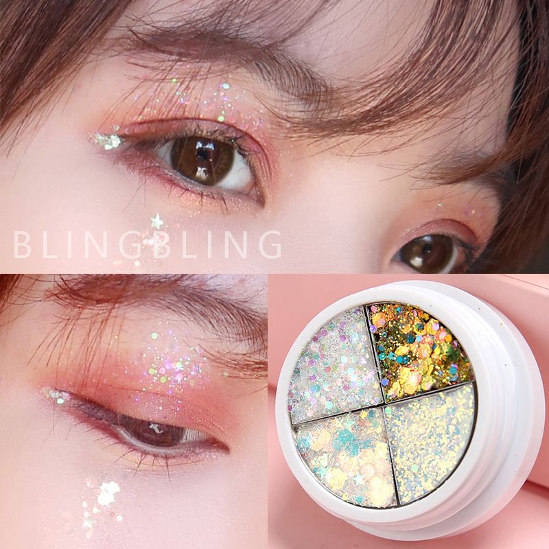 闪钻亮晶晶眼影分盘拼装眼部眼妆小亮片啫喱膏亮闪闪卧蚕星星化妆Flash diamond shiny eye shadow split plate assembled eye makeup