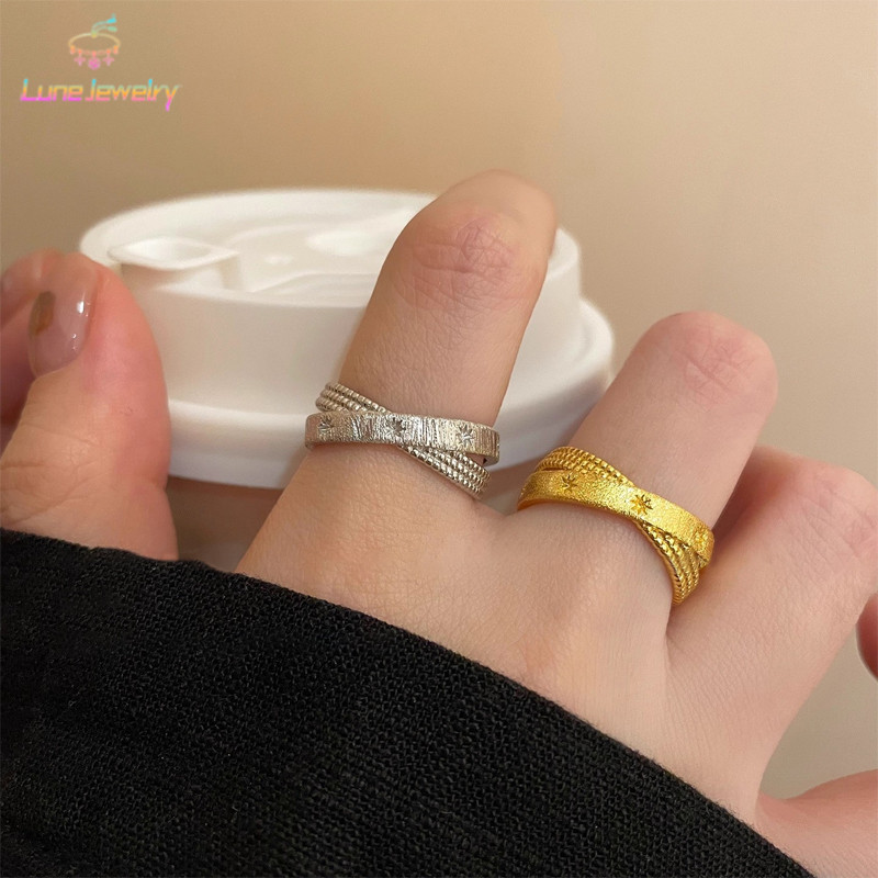 COD แหวนคู่ ไม้กางเขน ดาวกระจาย แหวน ย้อนยุค ระดับไฮเอนด์ เปิด หรูหราเล็กน้อย แหวนนิ้วชี้-Lune