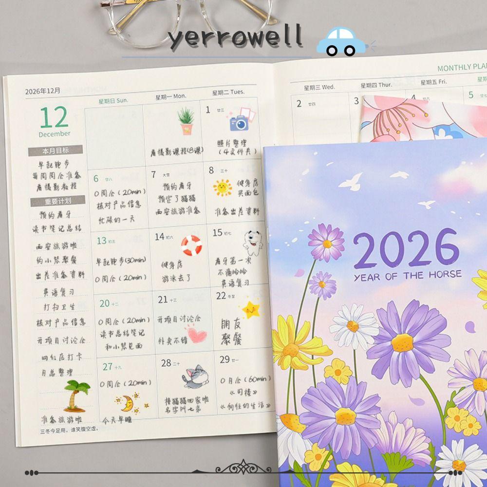 YERROWELL 2026 Schedules Notebook, Learning Plan A4 A5 Planner Notebook, Practical Work Efficiency L