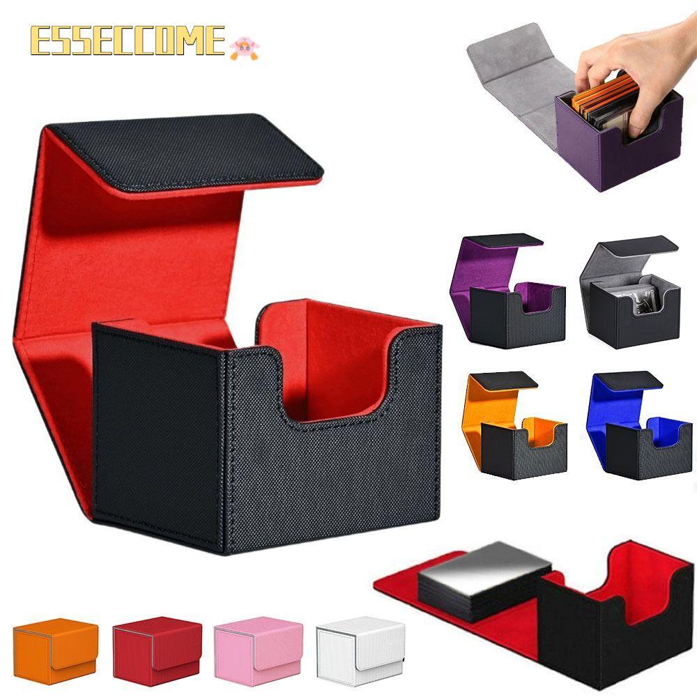 ESSECCOME Game MTG Trading Card Holder,ขนาดใหญ่ความจุฝุ่นTreatment Card Deck Box,แบบพกพา 100 + PU Card Deckการ์ดเกมสะสม
