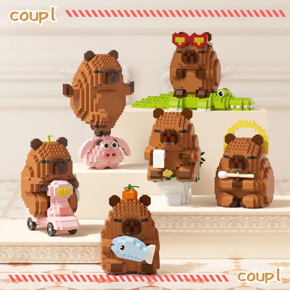 COUPL Capybara Building Blocks, การ์ตูน Micro Diamond Nanobricks Capybara, DIY สัตว์อาคารอิฐเดสก์ท็อปตกแต่ง
