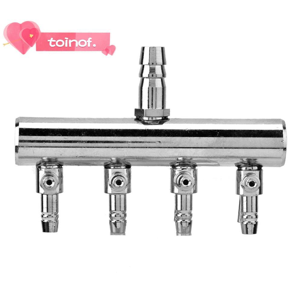 TOINOF Aquarium Air Valve, 4 Way 2 Way Air Flow Valve, จําหน่าย 8 มม.เปิด 4 มม.T รูป 6 Way Gang Valv