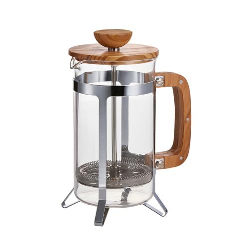 HARIO Cafe Press Wood French Press Coffee Maker, Olive Wood, Heat-resistant Glass, 4-Cup Capacity, P