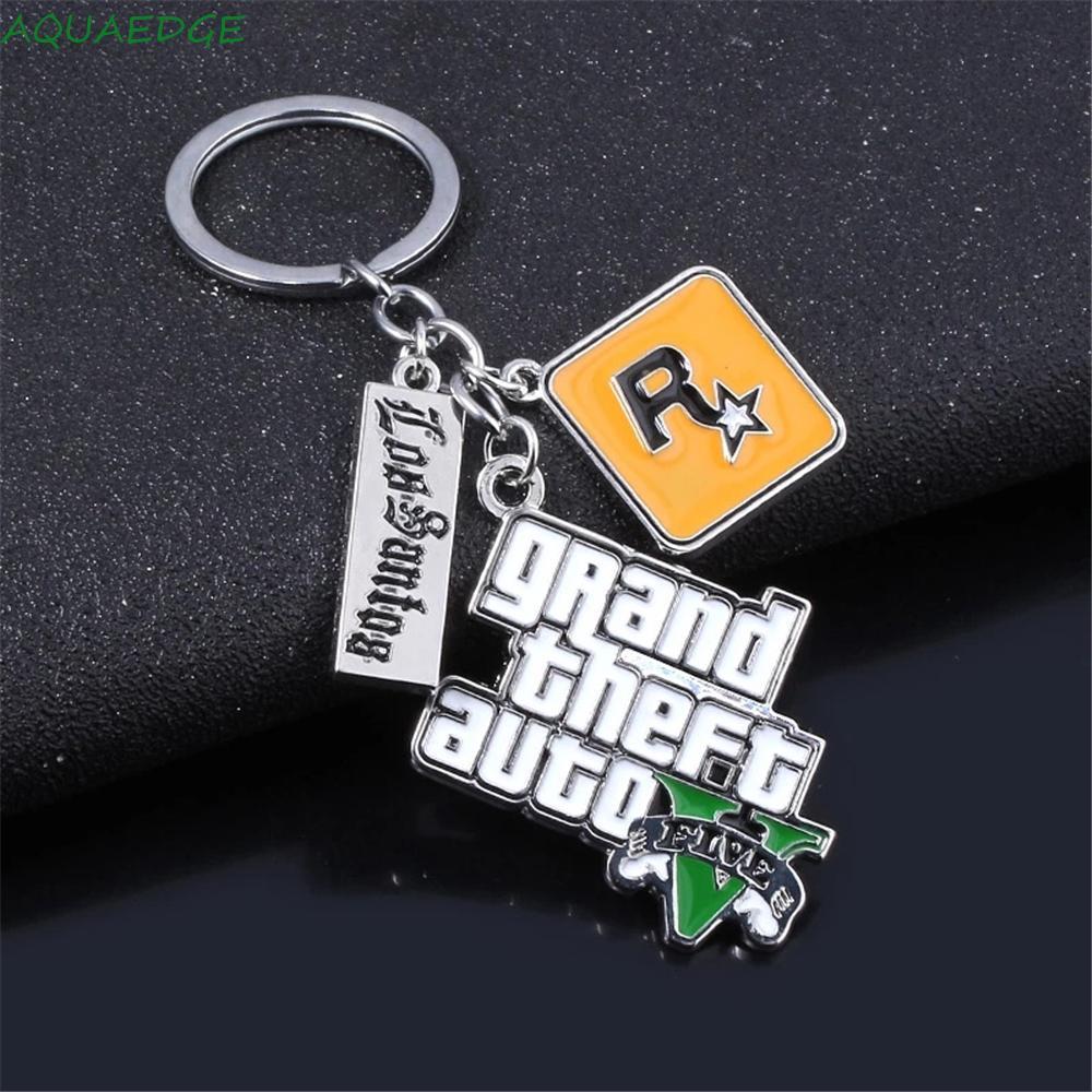 AQUAEDGE เกม GTA V พวงกุญแจพิเศษ PS4 Xbox PC เกม Muti-Pendant สําหรับแฟนเกม GTA Key Holder