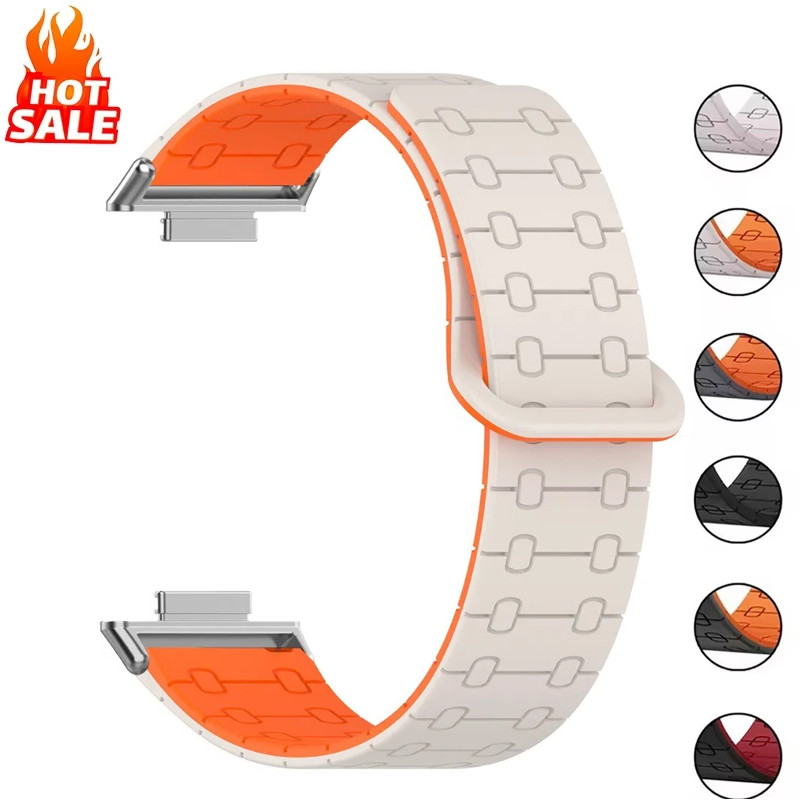สายซิลิโคนแม่เหล็กเข้ากันได้สําหรับ Huawei Watch Fit 4 Pro/Fit 4/Fit 3 สาย Soft Band สําหรับ Huawei Fit3 Fit4 Pro สายรัดข้อมือสําหรับผู้ชายผู้หญิง