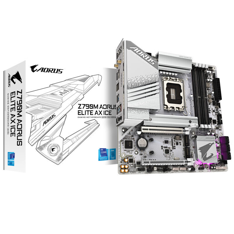 Gigabyte Z790M AORUS ELITE AX ICE DDR5 สีขาว ICE แกะสลักเมนบอร์ด WIFI เหมาะสําหรับ 14600KF