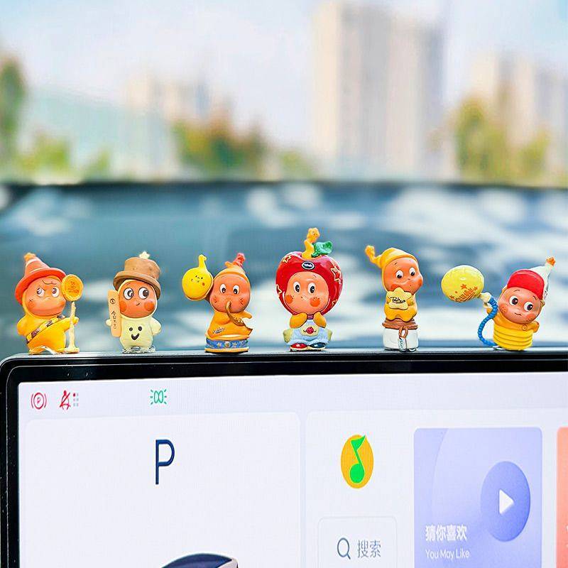 Creative Doll Vehicle Navigation Screen Decoration Car Center Console Small Ornaments Cute Cartoon D