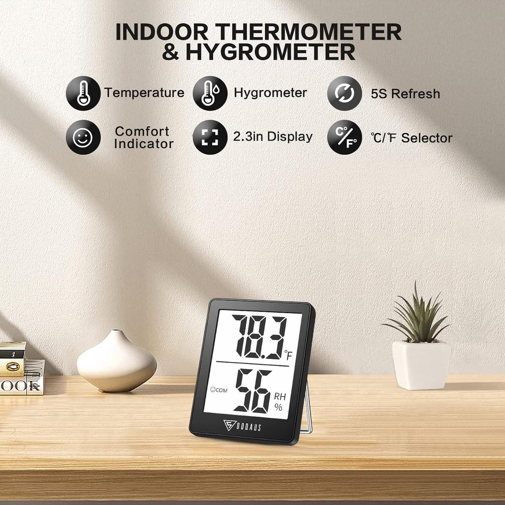 DOQAUS Digital Hygrometer Indoor Thermometer 3 Pack, Room Thermometer with 5s Fast Refresh, Accurate