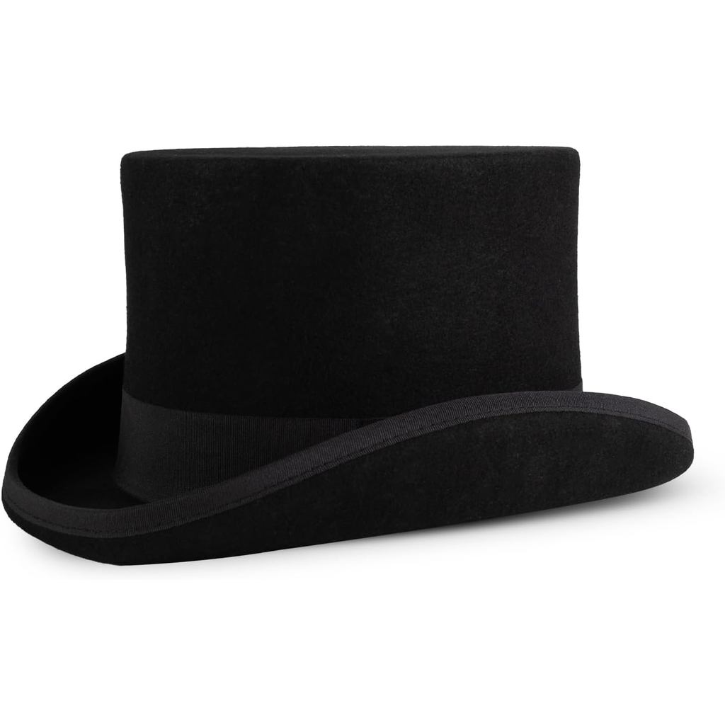 Wool Felt Top Hat Victorian Mad Hatter 6" Magic Hat Gentlemen Performing Jazz Caps Rock Hat for Men 