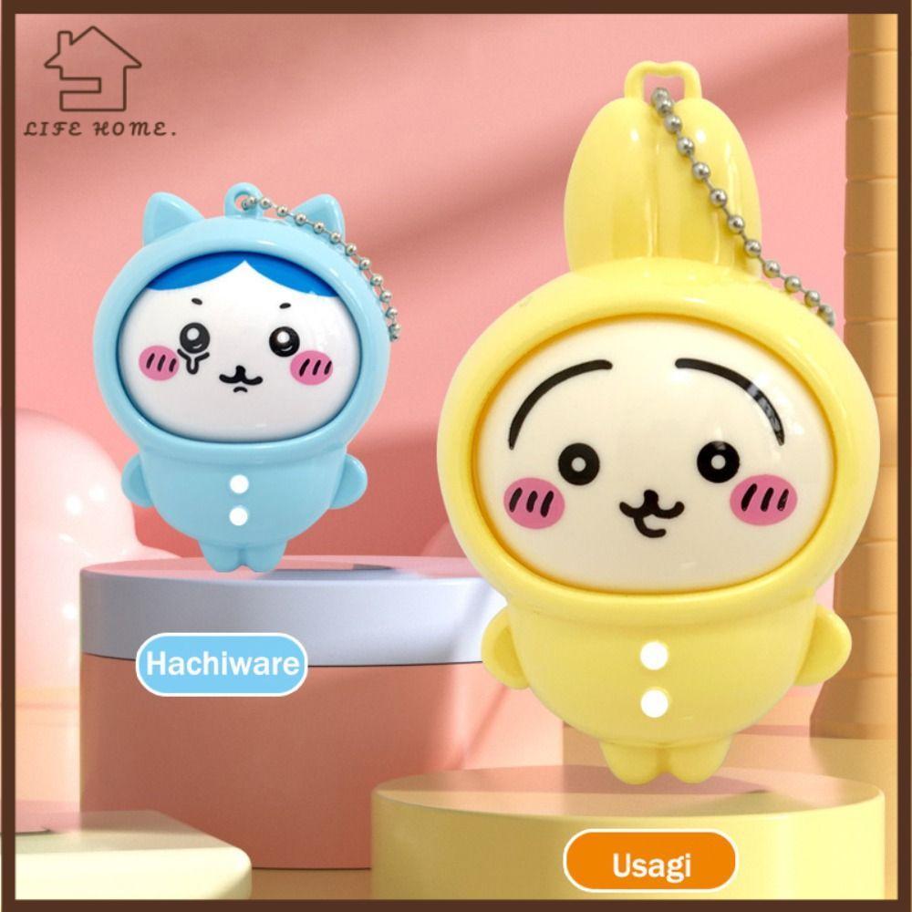 YELGIRL Chiikawa พวงกุญแจ, พวงกุญแจตุ๊กตา Usagi การ์ตูน, Hachiware กดเปลี่ยนหน้าแหวนกุญแจรถ