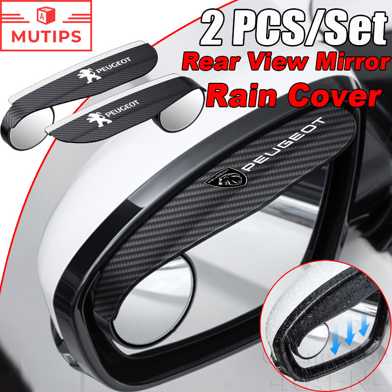 2ชิ้น Peugeot กระจกมองหลังรถยนต์ Rain Eyebrow เรนคิ้ว กระจกจุดบอด 360 องศาย้อนกลับ ที่บังแดด เสื้อกันฝน 206 208 207 307 308 2008 3008 508 408 5008 406