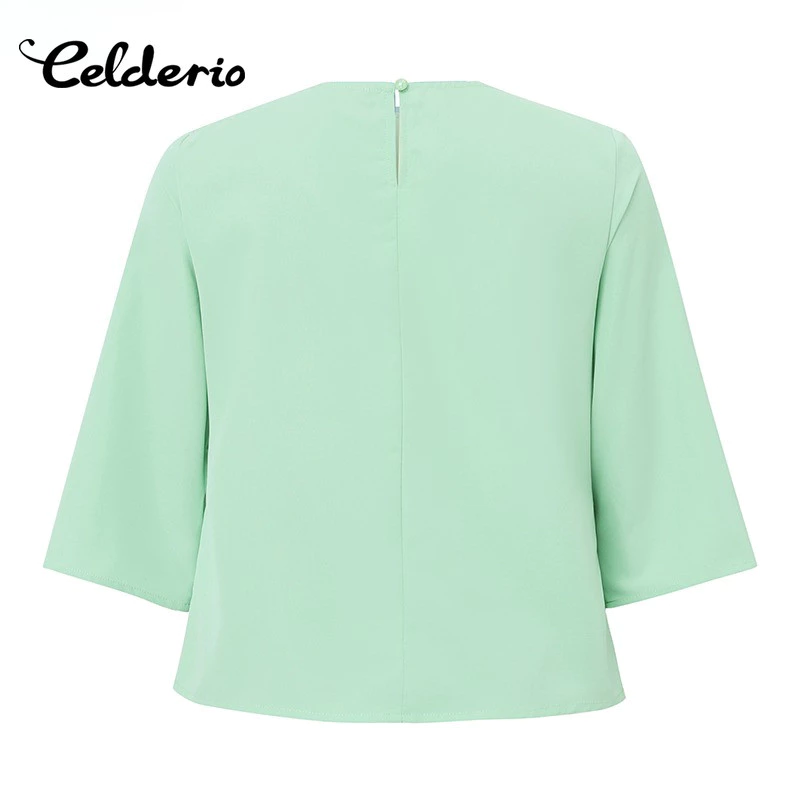 Celderio เสื้อเชิ้ตแขนสั้นผู้หญิง ลายดอกไม้ thumbnail 5