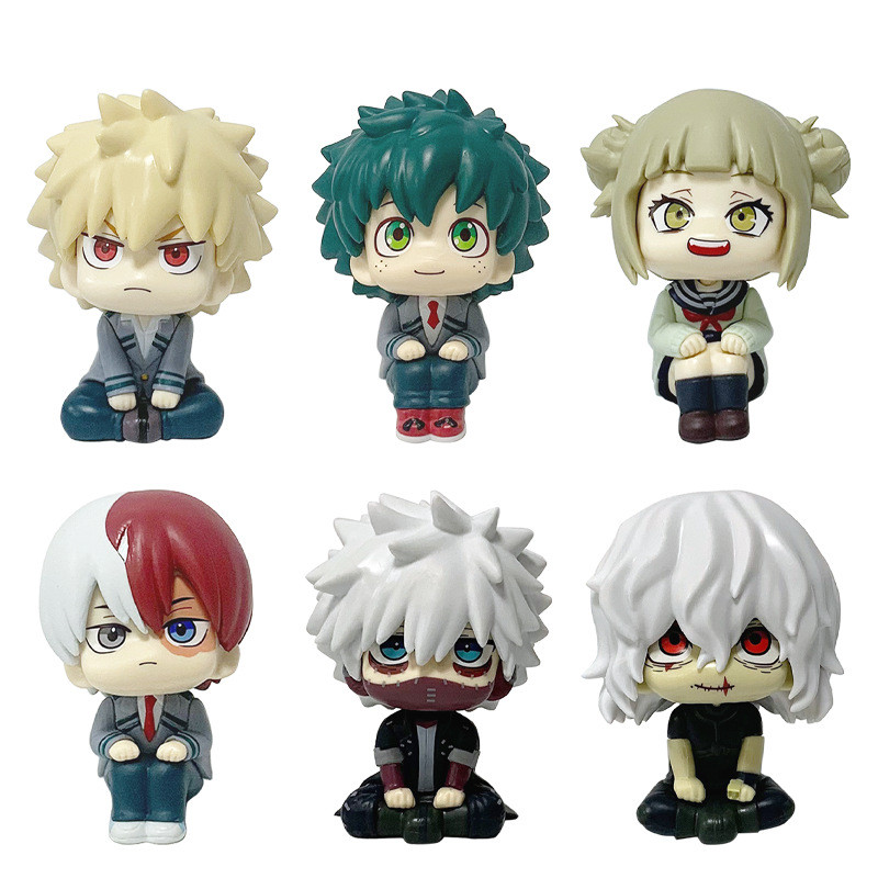 1 ชิ้น 10 ซม.อะนิเมะ My Hero Academia รูปรุ่น Q นั่งตําแหน่ง Todoroki Shoto Bakugou Katsuki Midoriya Izuku PVC Action Figures ตุ๊กตาของเล่น