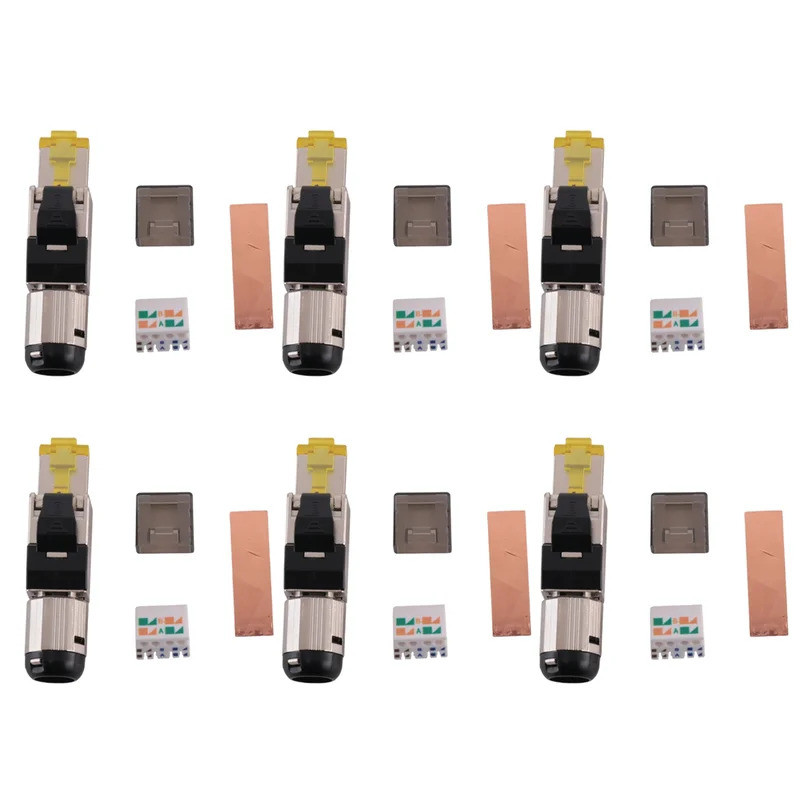 เครื่องมือ 6-Pack โล่ฟรี RJ45 Cat 8, Cat8 Field Termination Plug, Cat8 Connector, Cat8 Plug