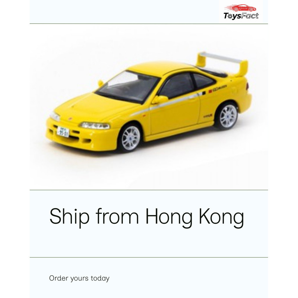 Tarmac Works 1/64 Honda Integra TYPE R DC2 MUGEN Sunlight Yellow Diecast Scale Model Car
