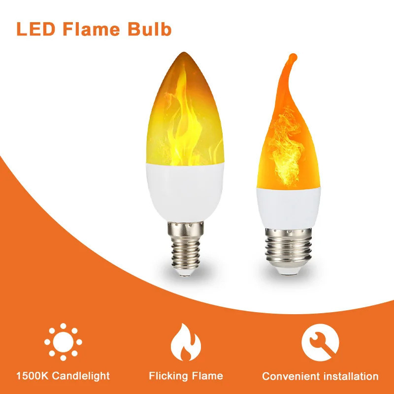 หลอดไฟ LED จําลองเปลวไฟ E12 E14 E27 โหมด 3 แสงริบหรี่ ตกแต่งสวน/ปาร์ตี้/โคมไฟริบหรี่