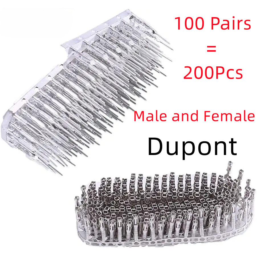 100 คู่ Dupont Connector 2.54 มม.จัมเปอร์สายไฟ Pin Connector Terminal ชายและหญิง Pin Connector Kit ส