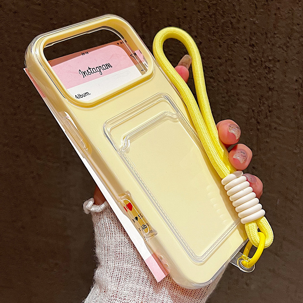 สีลูกกวาดช่องเสียบการ์ดกระเป๋าที่ใส่เคสโทรศัพท์สําหรับ ไอโฟน 17 16 15 14 13 12 11มือโปร สูงสุด อากาศ สายรัดข้อมือกันกระแทกพร้อมเชือกเส้นเล็