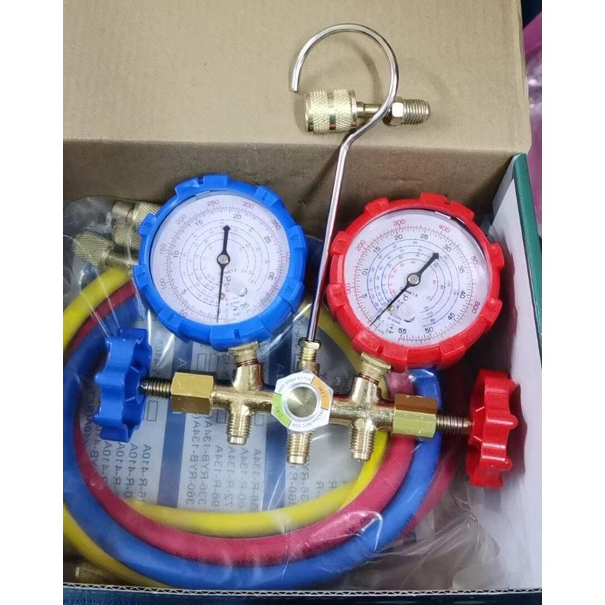 เกจ์พร้อมสายน้ำยาแอร์ สาย36 นิ้ว CT-536G สาย3เส้น ใช้กับ R32 R-410A R-134A R-404A ชุดเกจวัดน้ำยาแอร์