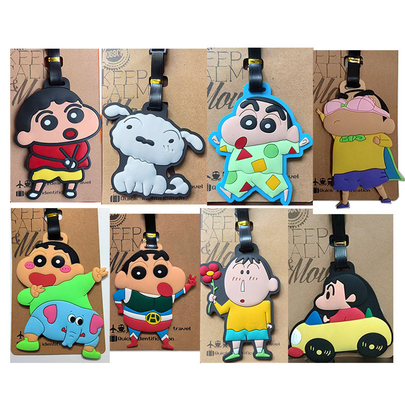 การ์ตูนการ์ตูน Crayon Shin-Chan แท็กกระเป๋าเดินทางสุนัขสีขาวน้อยน่ารักการระบุกระเป๋าแท็กขนาดเล็ก Anti-Lost Boarding Consignment Tag