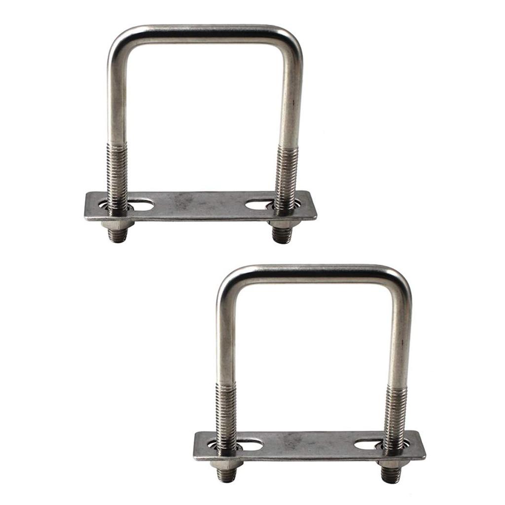 M8x55x85mm Square U Bolt 304 สแตนเลส Tie Down U Bolt (แพ็ค 2 ชิ้น)
