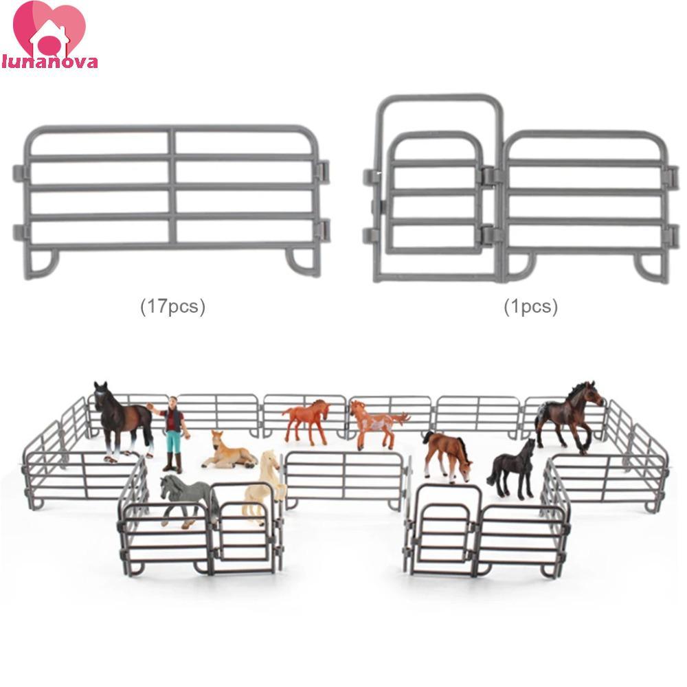 LUNANOVA จําลองฟาร์ม Ranch DIY รั้ว, อุปกรณ์รั้วฟาร์ม DIY จําลองรั้ว Ranch, Railings Miniature ชุดตก