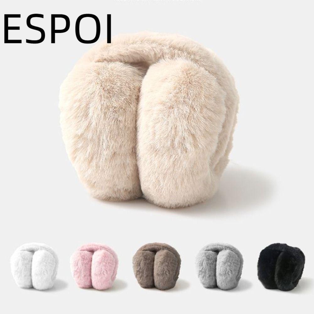 [ESPOI] ที่ปิดหูกันหนาวแบบพับได้ให้ความอบอุ่นในฤดูหนาวกลางแจ้ง, ที่ปิดหูกันหนาวตุ๊กตาแบบพกพาป้องกันความเย็น, ที่ครอบหูขนเทียมแบบนุ่มสําหรับผู้หญิงผู้ชาย