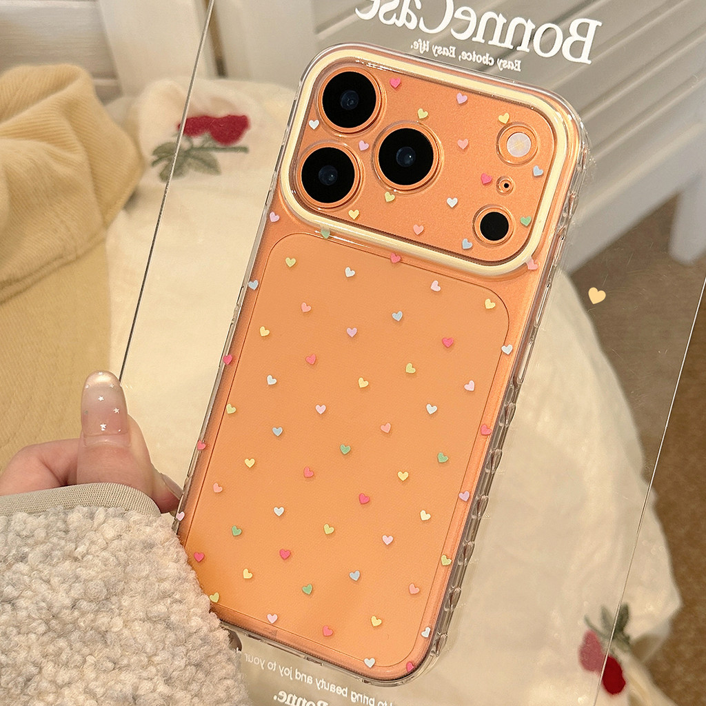 หัวใจรักขนาดเล็กสีสันสดใสเคสโทรศัพท์ TPU ใสเรียบสําหรับ iphone 12 13 14 15 16 17 pro max