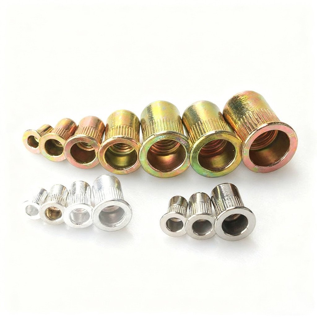 304 สแตนเลสสตีล Rivet Nut M3 ~ M12 Rivet Nut ชุด 1200 ชิ้น Rivet Nut แบนหัวคอลัมน์ Rivet Nut
