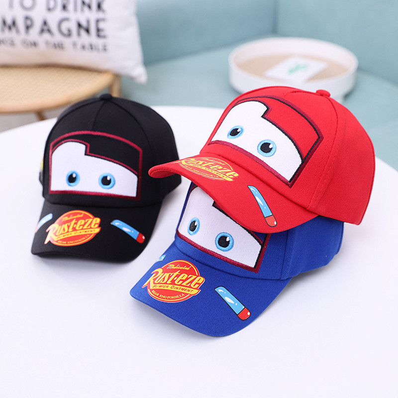【Ready Stock】 Car Story Children's Peaked Cap Korean New Cartoon Lightning McQueen Baseball Cap Baby