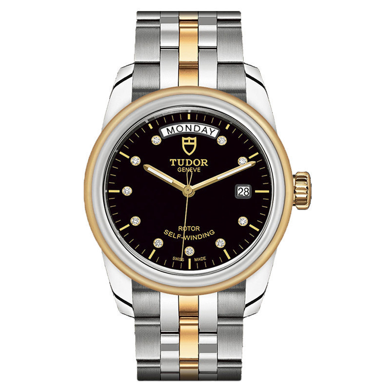 Tudor Tudor นาฬิกาผู้ชายแผ่นสีดํา Junyu ปฏิทินรายสัปดาห์นาฬิกากลไก M56003-0008