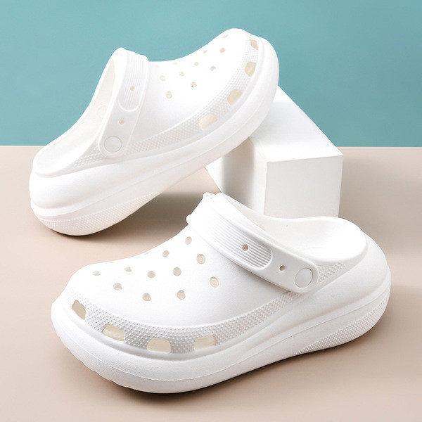 รองเท้าพื้นหนาโฟม sketchers official รองเท้ามีรูสำหรับผู้หญิงรองเท้าแตะใส่ในชายหาดพื้นหนาทนต่อการสึก