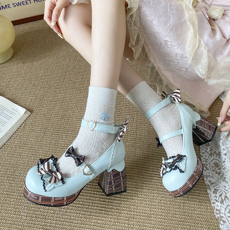 Cute Vanilla Chocolate Mary/Sweet Lolita Round Toe Shoes/Lolita Bow