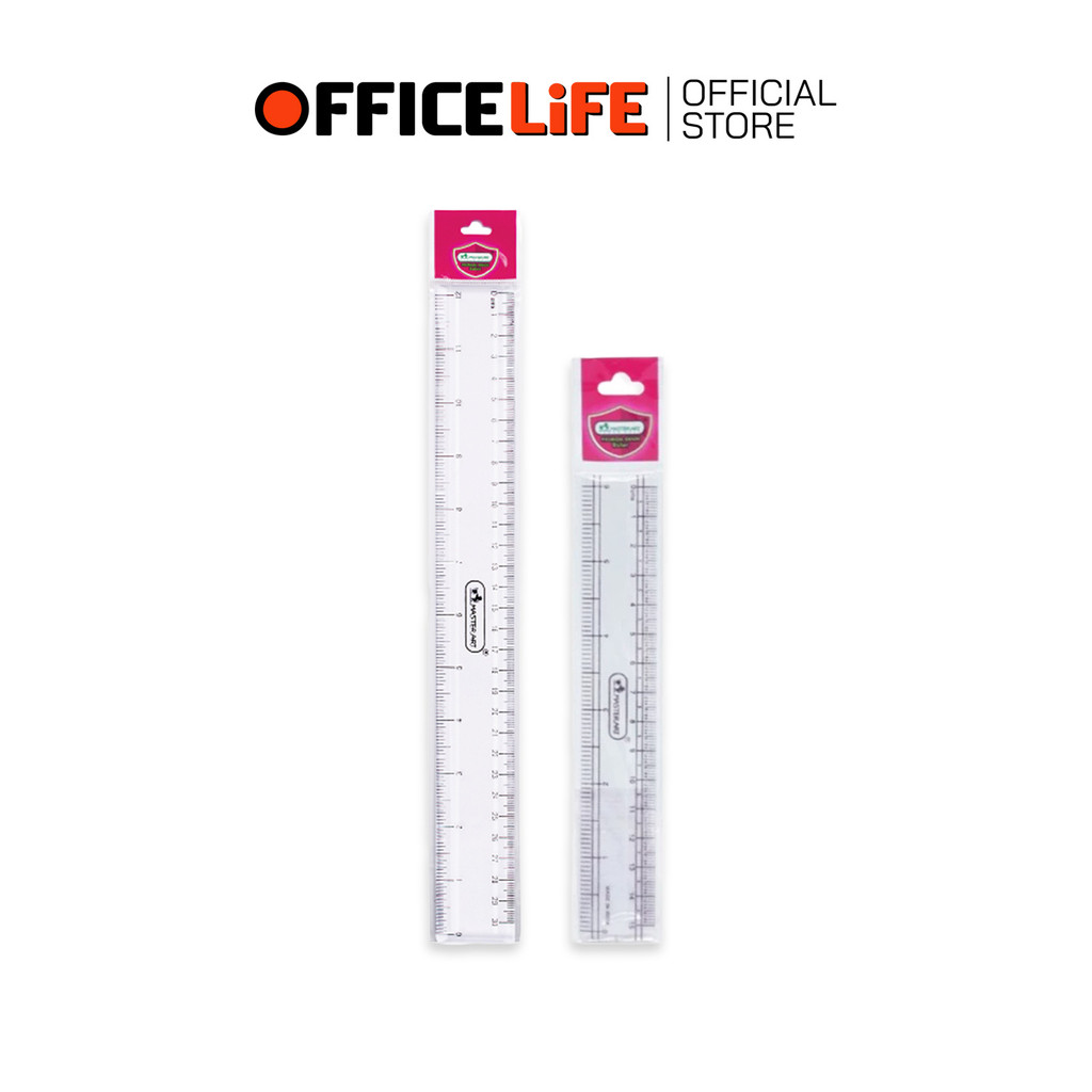 Master Art (มาสเตอร์อาร์ท) ไม้บรรทัด พลาสติกแข็ง รุ่น MR12 / 6 นิ้ว MR6 ขนาด 6 และ 12 นิ้ว ( 1 ชิ้น 