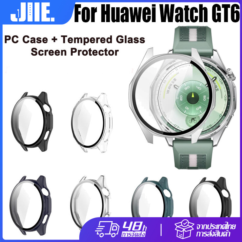 สำหรับ Huawei Watch GT6 46MM เคสนาฬิกา Huawei Watch GT6 เชลล์กันชน PC TPU กรณีแก้วนิรภัย