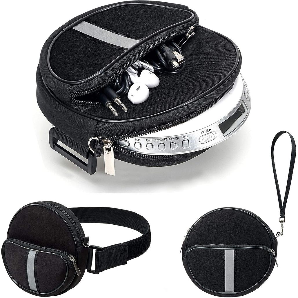 Portable CD Player Holder with CD Case, Water Resistant Fanny Pack with Wrist Strap for Women & Men 