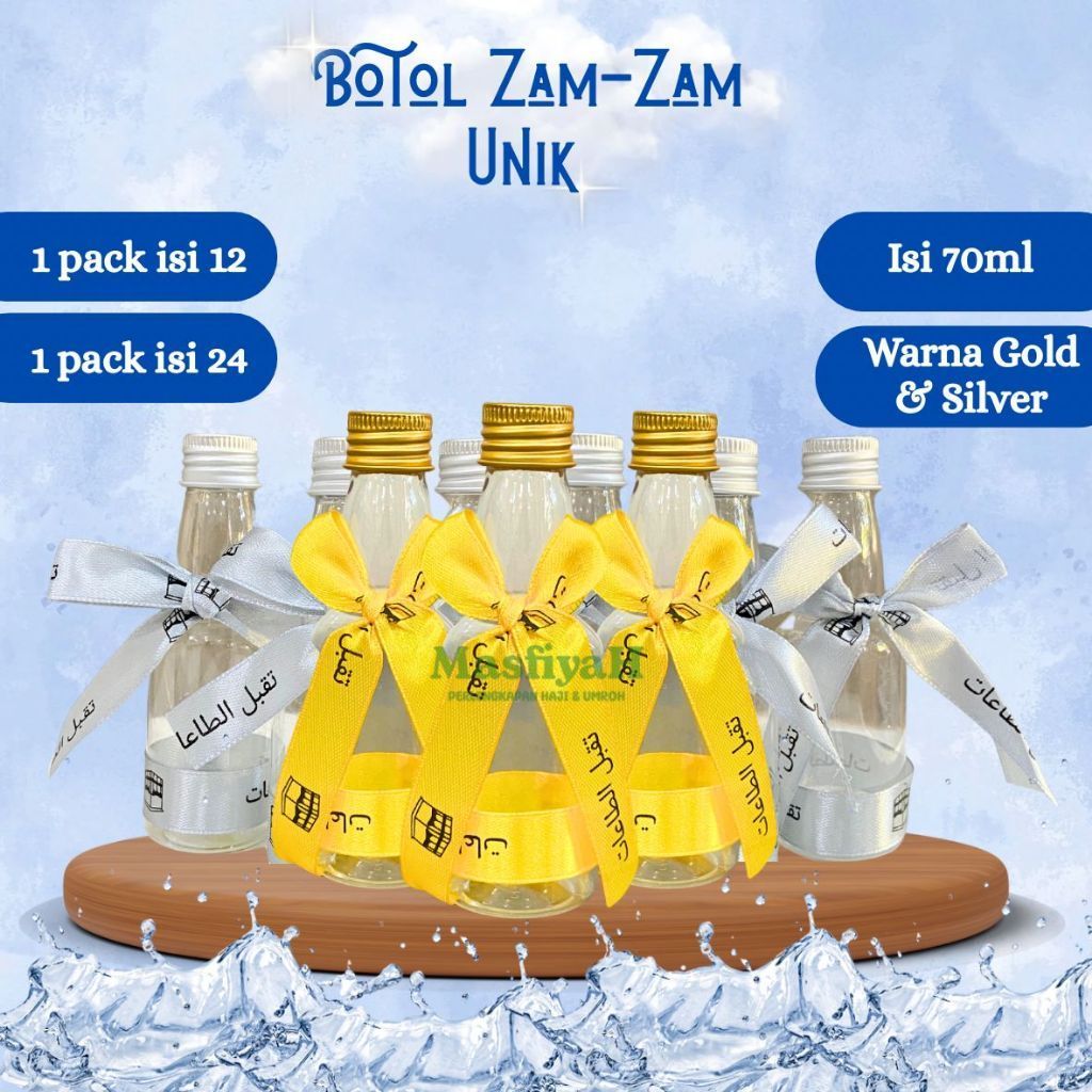 (2 DOZEN) ZAM ZAM GOLD SILVER 70ML BOTTLE ZAMZAM WATER BOTTLE พิเศษ HAJI UMRAH SOUVENIR 70ML MZ BOTT