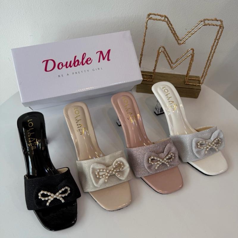 DoubleM KASUT RAYA 2026 (VT73 Size 36-40) รองเท้าส้นสูงผู้หญิง Pearl Bow 7cm