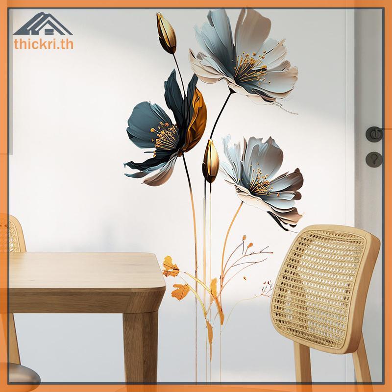 TT จําลองดอกไม้สติ๊กเกอร์ติดผนังห้องนั่งเล่นห้องนอนผนัง Home Beautification สติ๊กเกอร์ตกแต่งผนัง PL