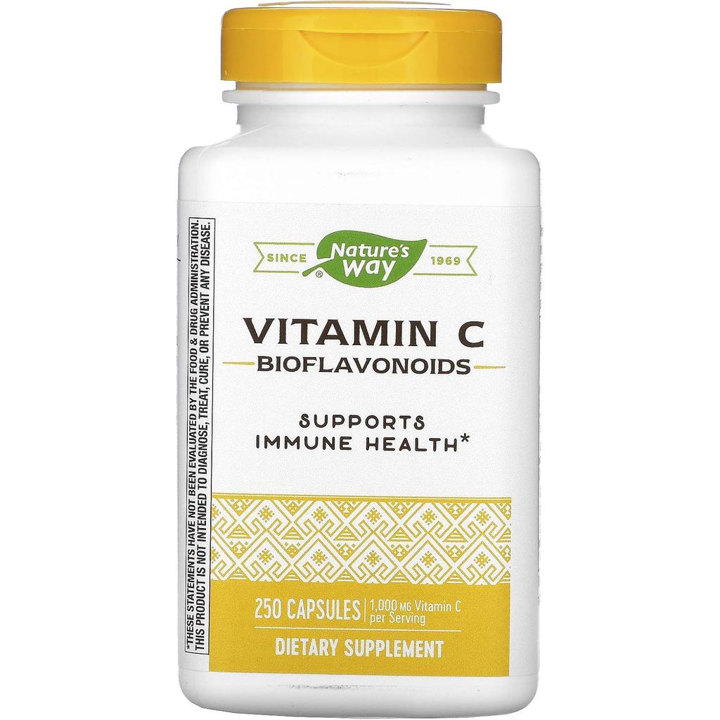 วิตามินซี Natures Way พร้อมไบโอฟลาโวนอยด์ พอร์ตภูมิคุ้มกัน* วิตามินซีต่อเสิร์ฟ 2 แคปซูล ส่งเสริมคอลล