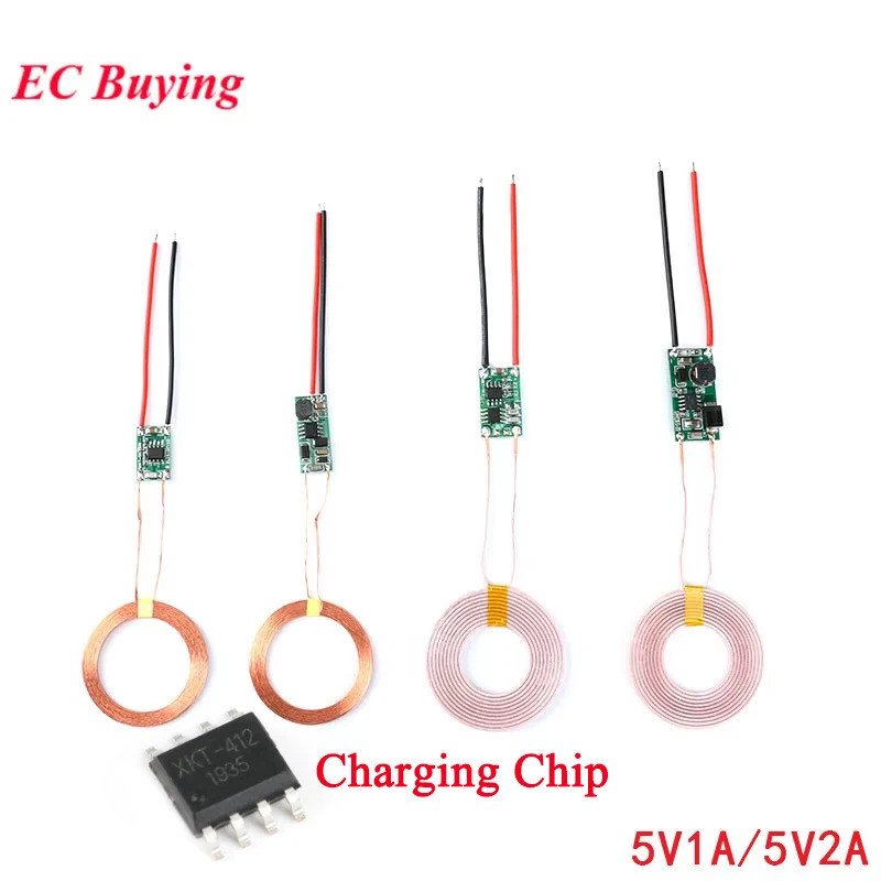 5V 1A/2A Wireless Charger โมดูลแหล่งจ่ายไฟเครื่องส่งสัญญาณชาร์จ Coil Terminal Circuit Board สําหรับอ