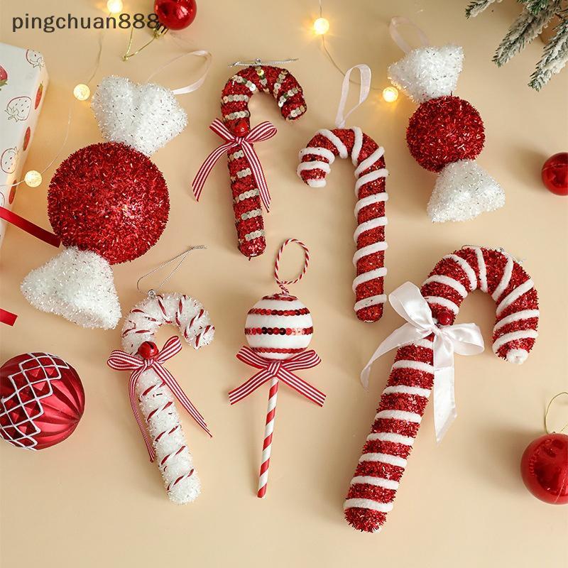 Pingchuan888 คริสต์มาสโฟมเครื่องประดับเทศกาลตกแต่งวันหยุดเทศกาลโฟม Peppermint Candy Cane เครื่องประด