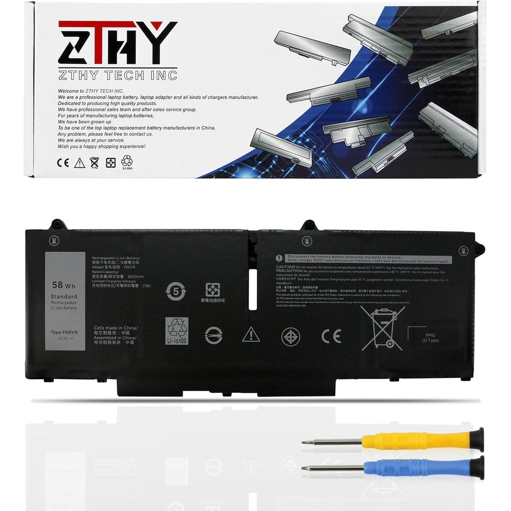 ZTHY 58Wh FK0VR 07KRV แบตเตอรี่แล็ปท็อปสําหรับ Dell Latitude 5330 5430 5530 7330 7430 7530 2-in-1 Pr